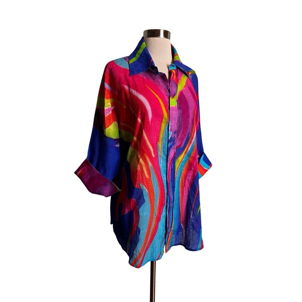 Dilemma Top OS Hand Painted oversized popover tunic blouse